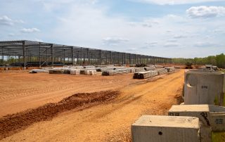 Murdock Road Warehouse in Troutman, NC featuring Johnson Concrete Products Reinforced Concrete Pipe and other drainage products
