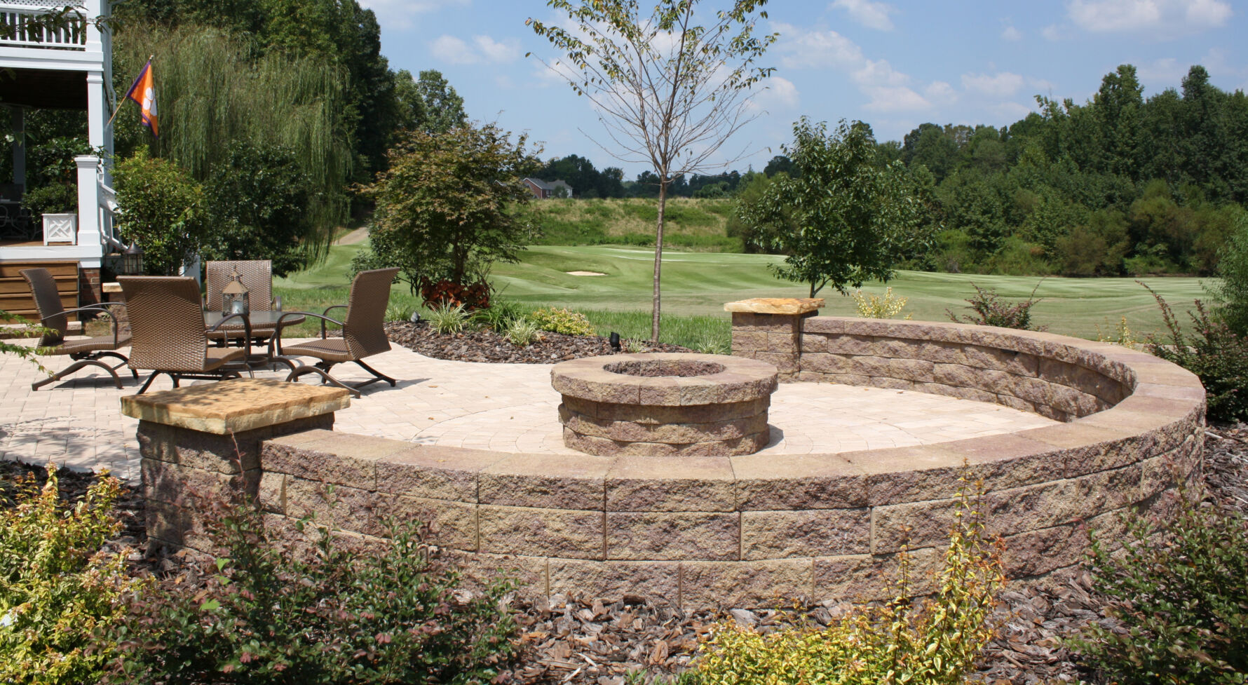 VERSA-LOK Segmental Retaining Wall and Fire Pit Kit supplied by Johnson Concrete Products