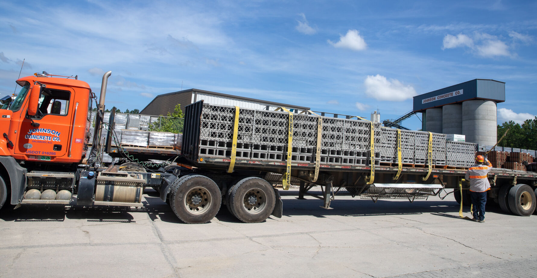 Johnson Concrete Products Truck transporting Lightweight CMU from the Willow Spring, NC Plant