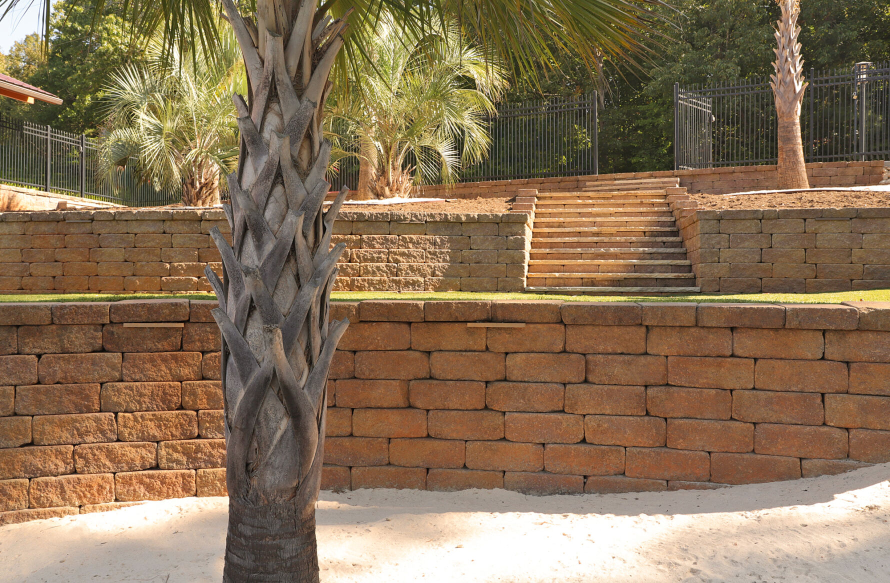 Tiered backyard with VERSA-LOK retaining walls