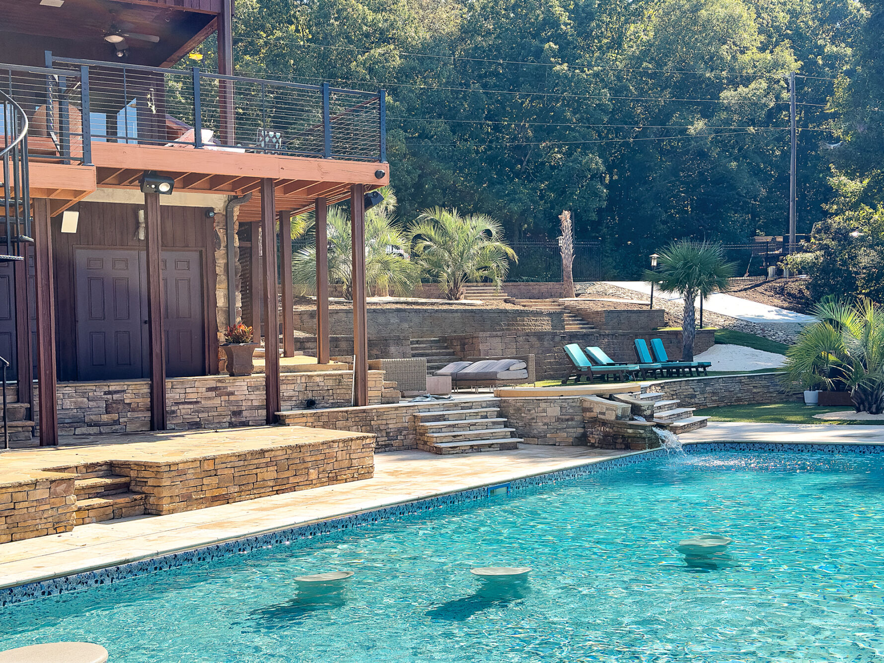 Pool deck with VERSA-LOK retaining walls