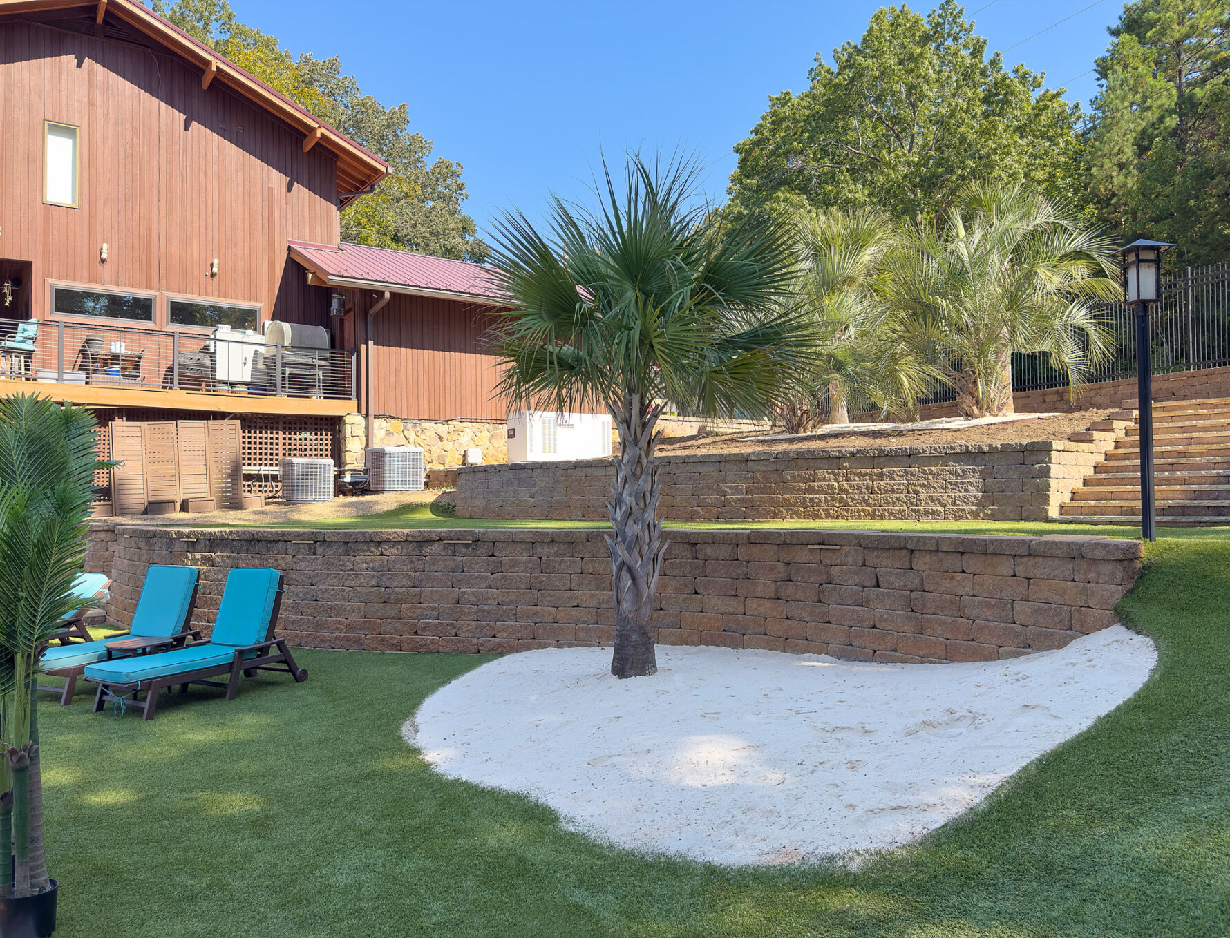 Tiered backyard with VERSA-LOK retaining walls