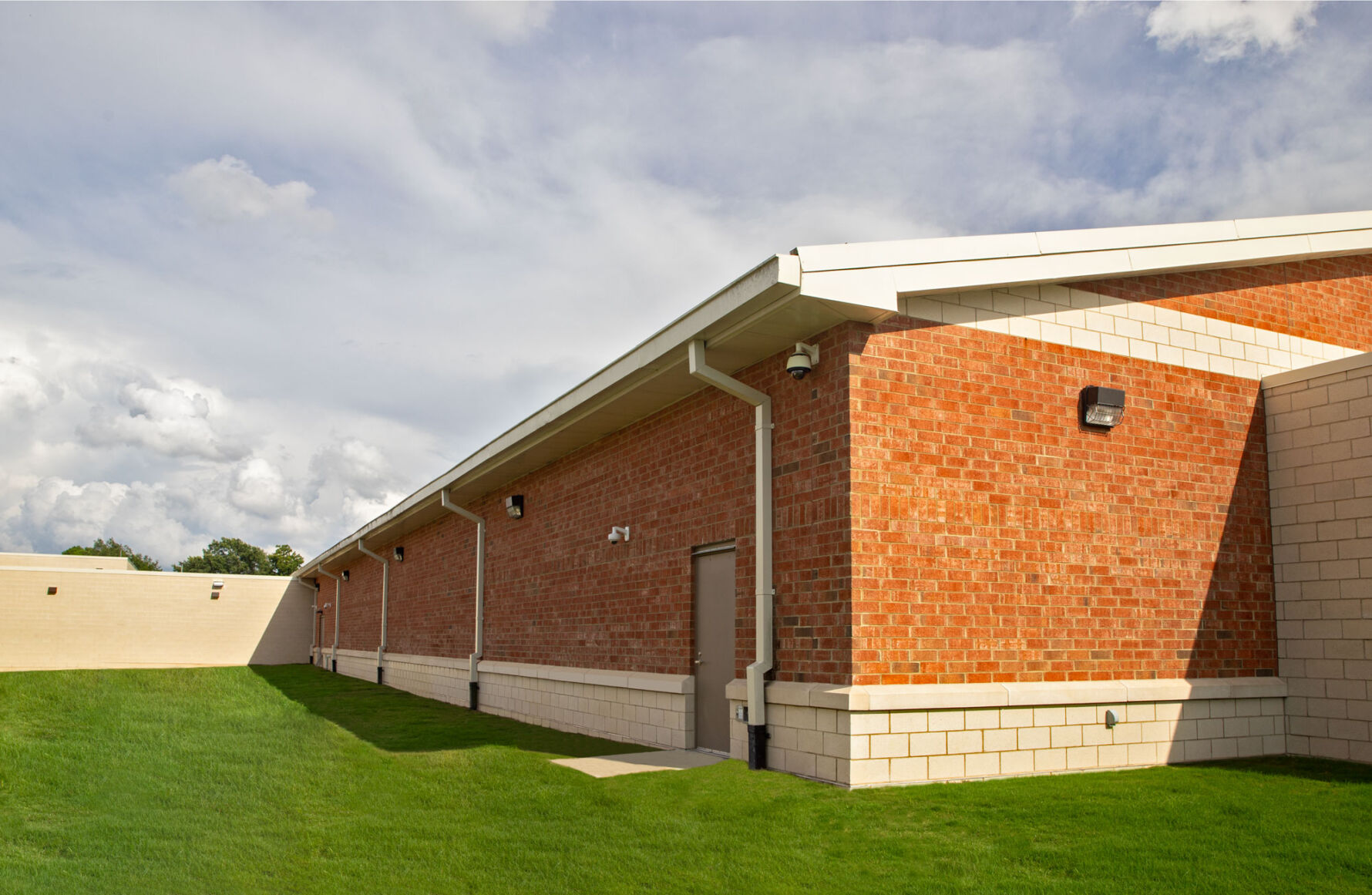 Concrete masonry utility structure at the Wayne County Detention Center featuring durable load-bearing CMU construction.