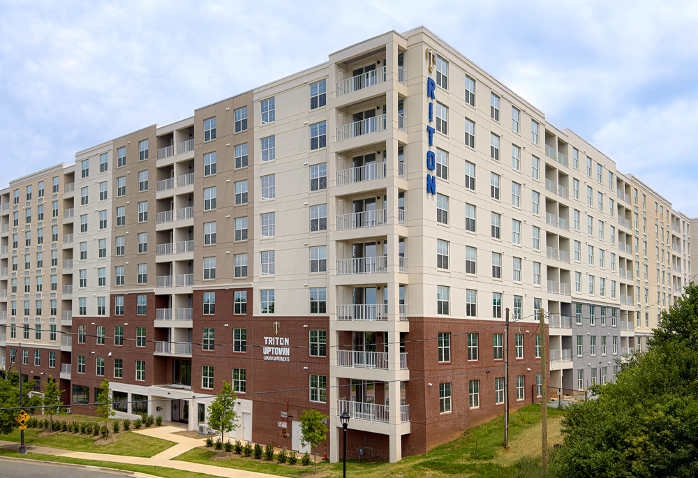 Completed Triton Uptown luxury apartment complex in Charlotte, NC